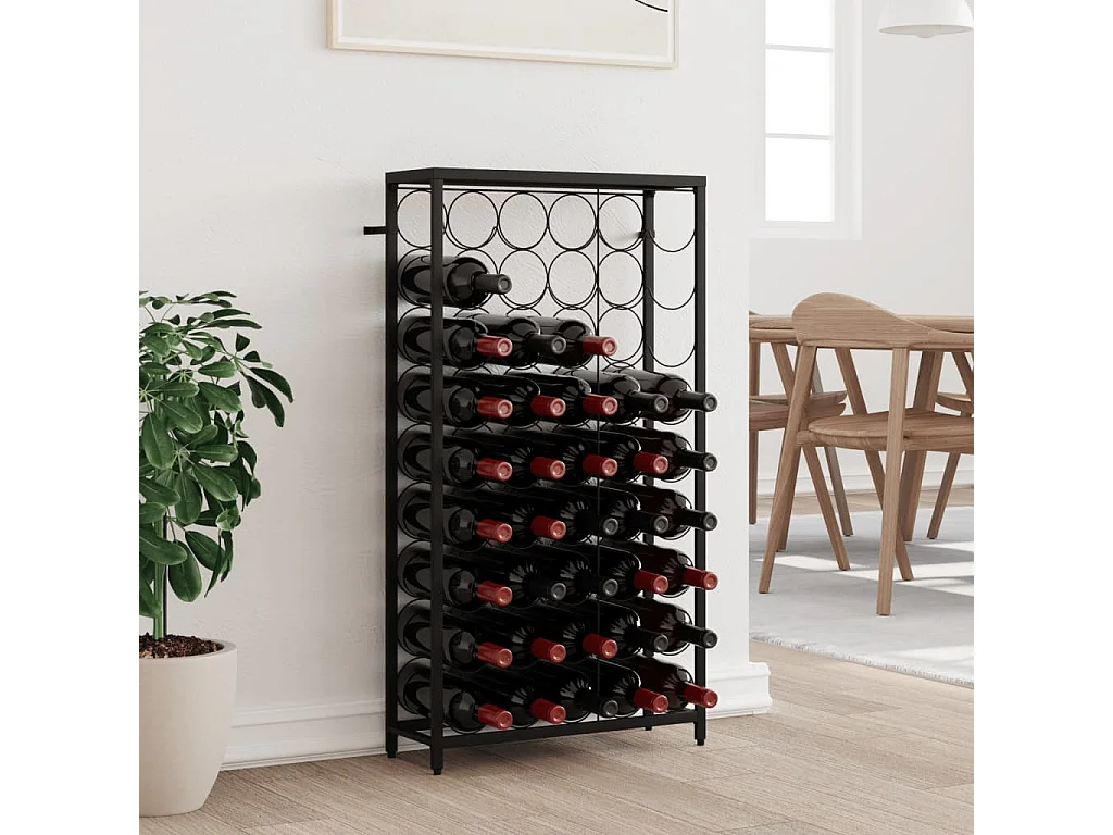 Casier à bouteilles de 45 bouteilles noir 54x18x100cm fer forgé FR312492
