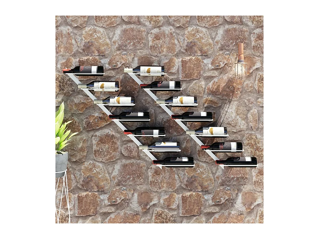 Casier à vin mural pour 7 bouteilles 2 pcs Blanc Métal FR186393