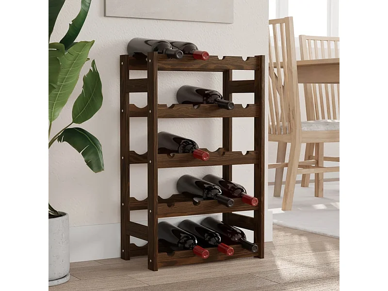 Casier à bouteilles pour 20 bouteilles marron bois pin solide FR602903