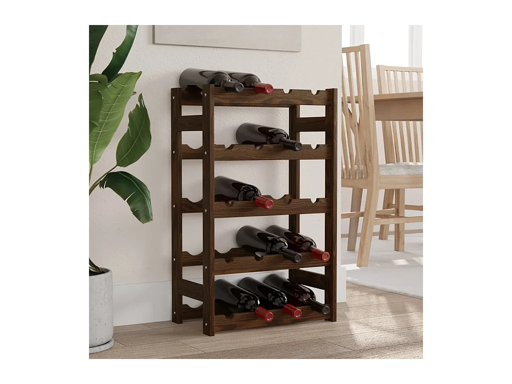 Casier à bouteilles pour 20 bouteilles marron bois pin solide FR602903