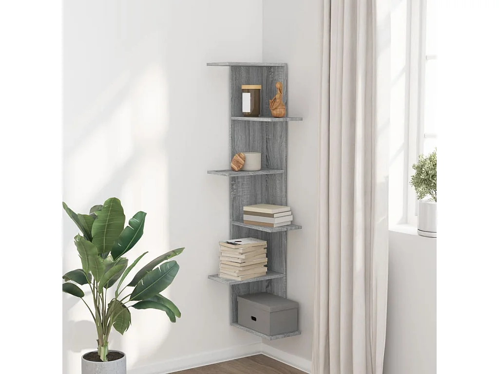 Étagère d'angle murale sonoma gris bois d'ingénierie FR621843