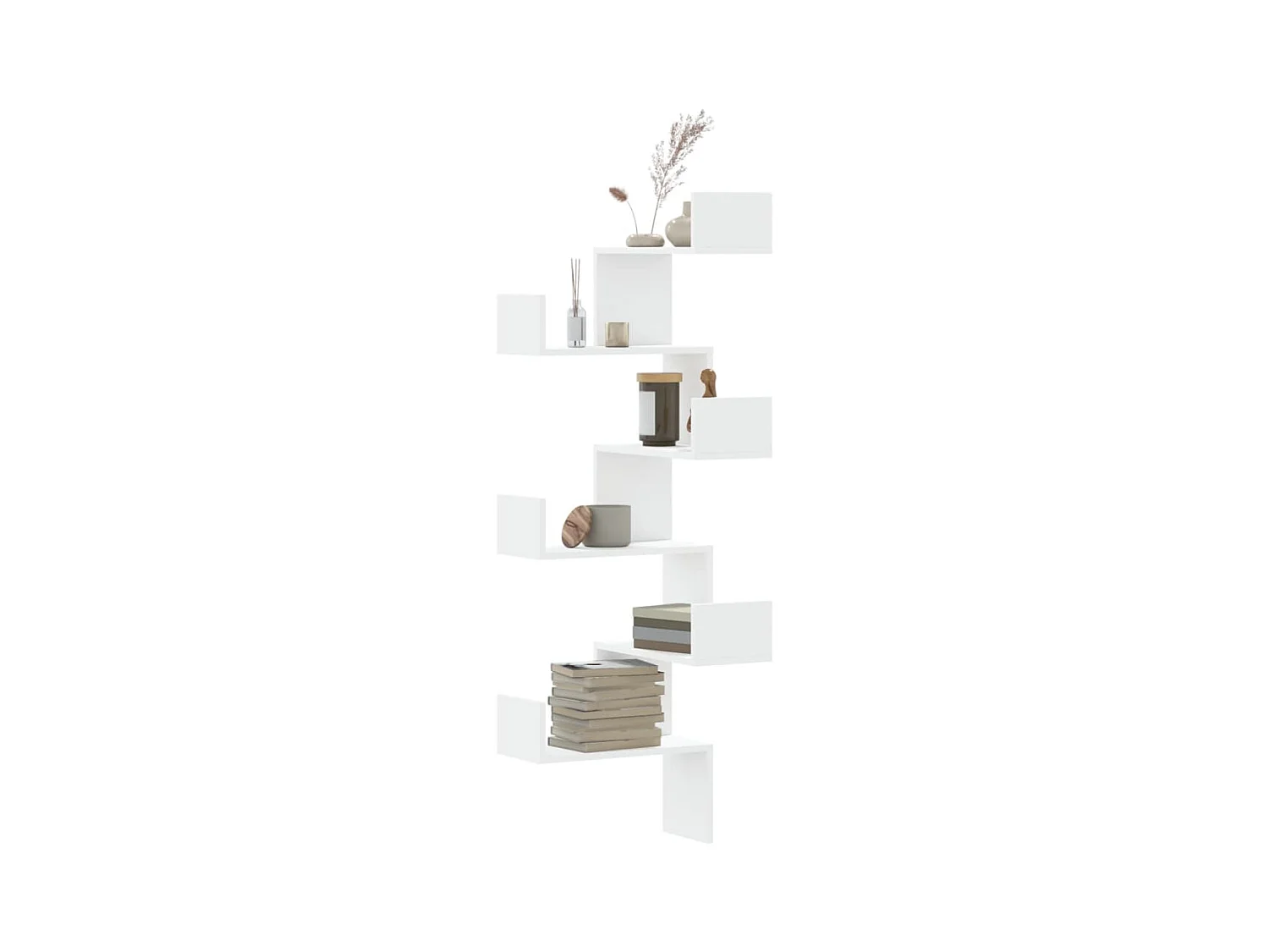 Étagère d'angle murale blanc 45x45x147 cm bois d'ingénierie FR425423