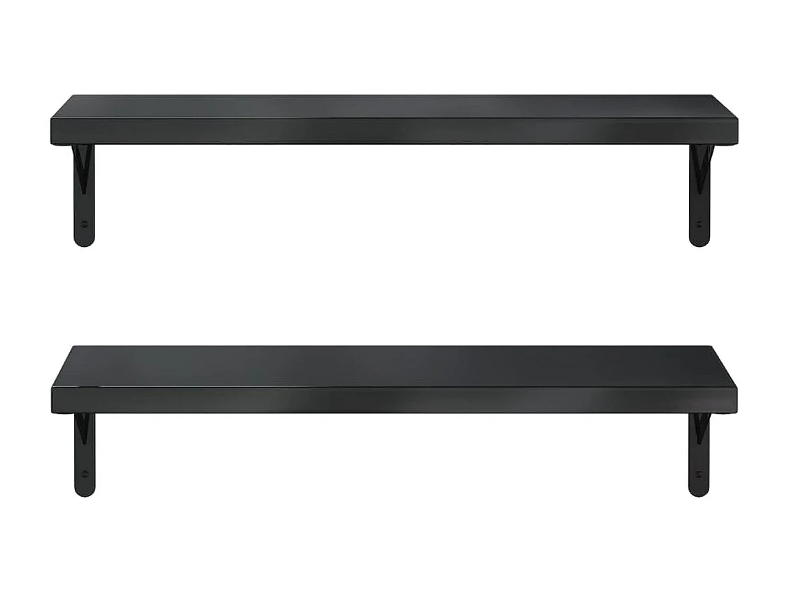 Wandschappen 2 st 75x23,5 cm roestvrijstaal zwart BE746204