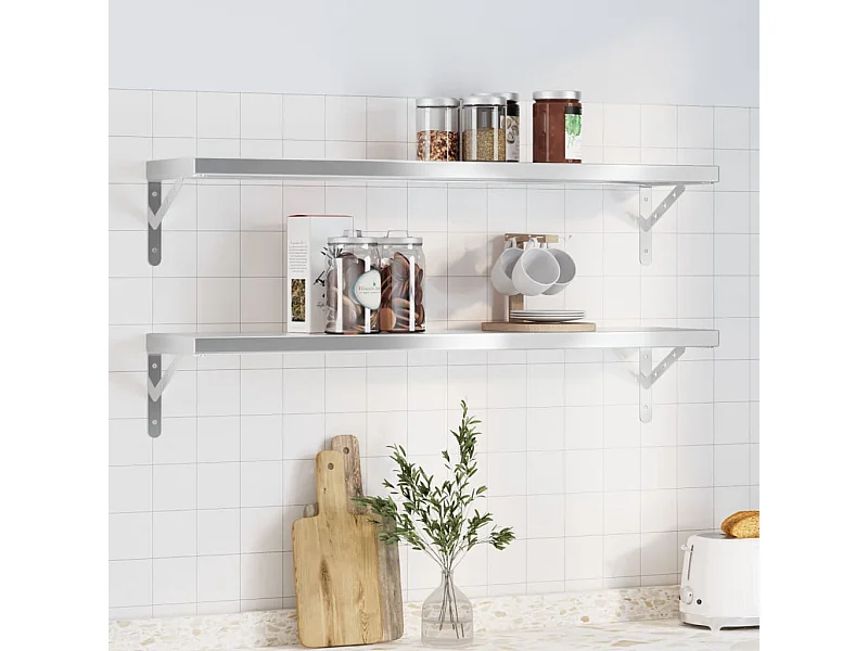 Étagères murales 2 pcs 100x23,5 cm argenté acier inoxydable FR116319