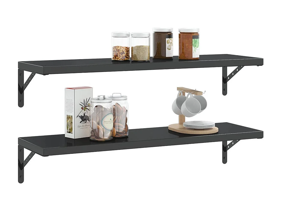 Soportes de estante 4 uds acero inoxidable negro 30x2,5x15,5 cm ES963115