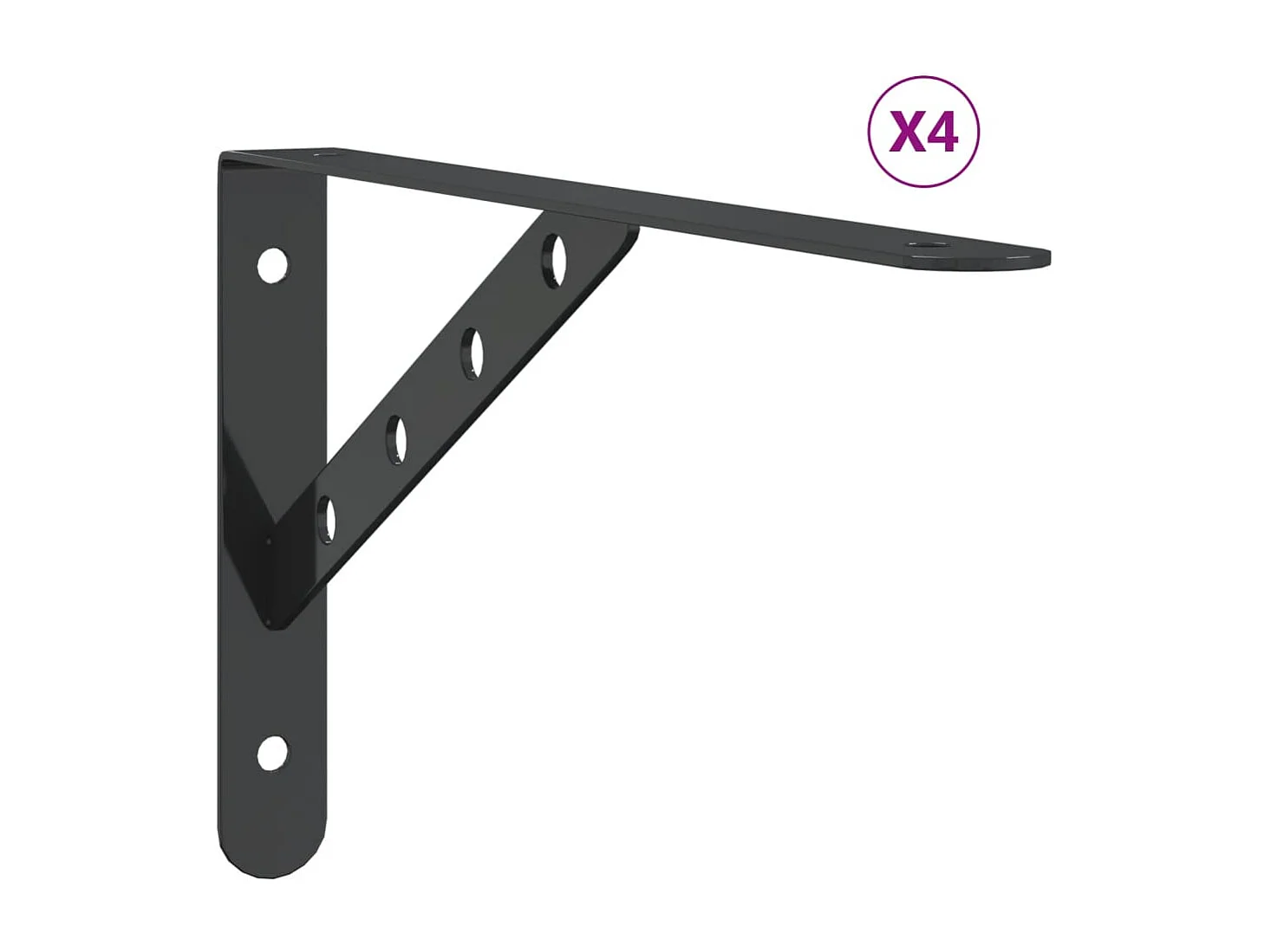 Etagères murales 4 pcs 30x2,5x15,5 cm noir acier inoxydable FR548454