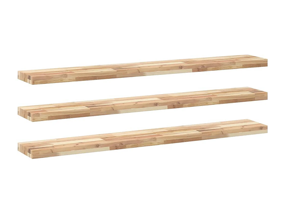 Etagères murales 3 pcs 120x20x4 cm acacia massif non traité FR571745