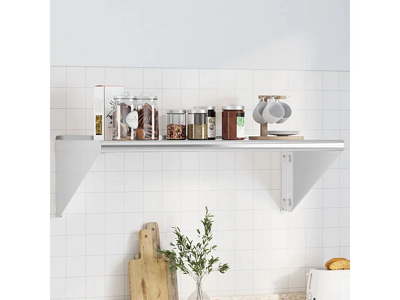 Estante de pared acero inoxidable plateado 100x45x31 cm ES686415