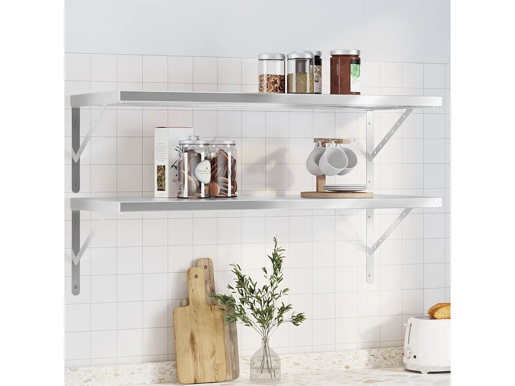 Étagères murales 2 pcs 100x40x3 cm argenté acier inoxydable FR840677