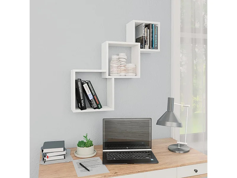 Estante de pared de cubo de madera contrachapada 68x15x68 cm ES863824