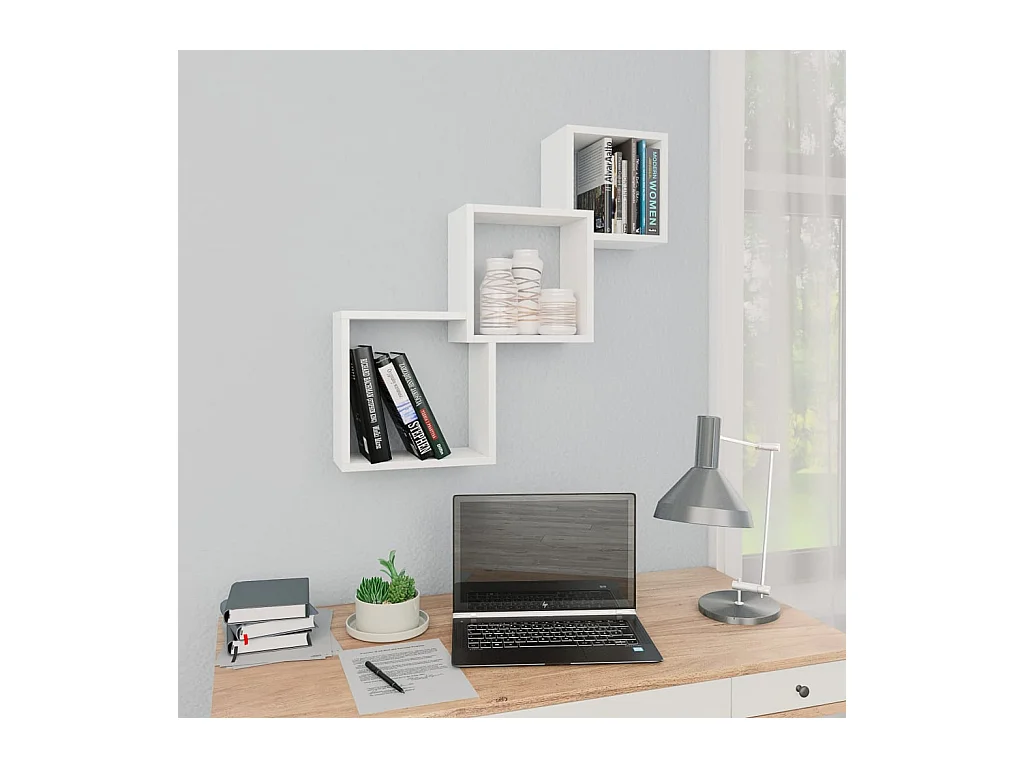 Estante de pared de cubo de madera contrachapada 68x15x68 cm ES863824