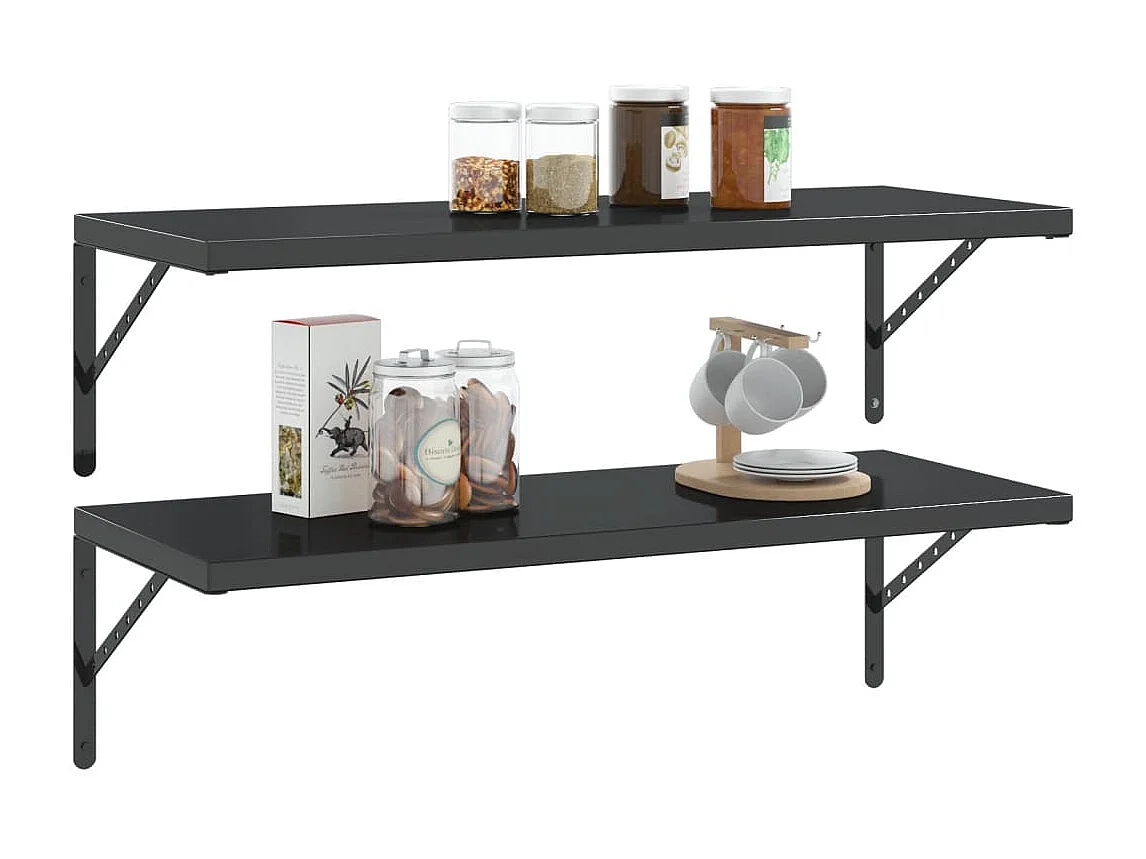 Plankdragers 4 st 40x2,5x25 cm roestvrijstaal zwart BE204487