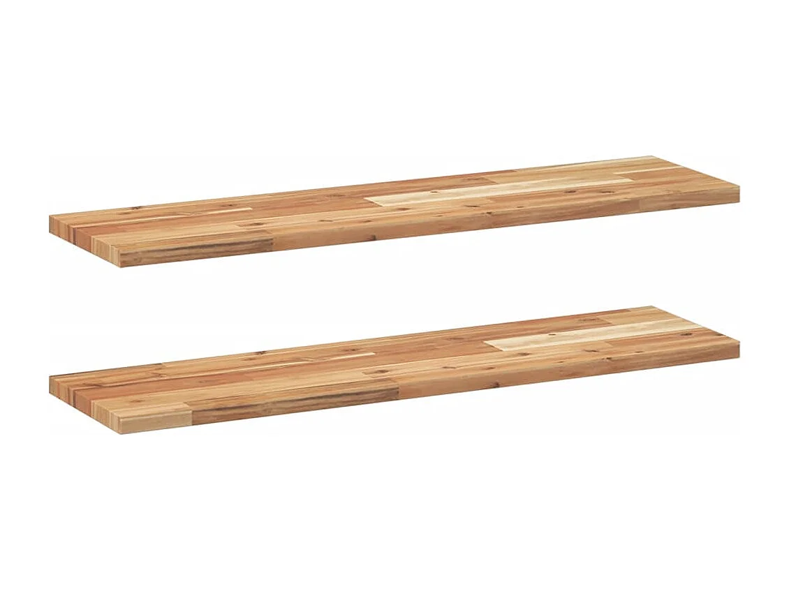 Estantes flotantes 2 uds madera acacia acabado aceite 80x20x2cm ES424427
