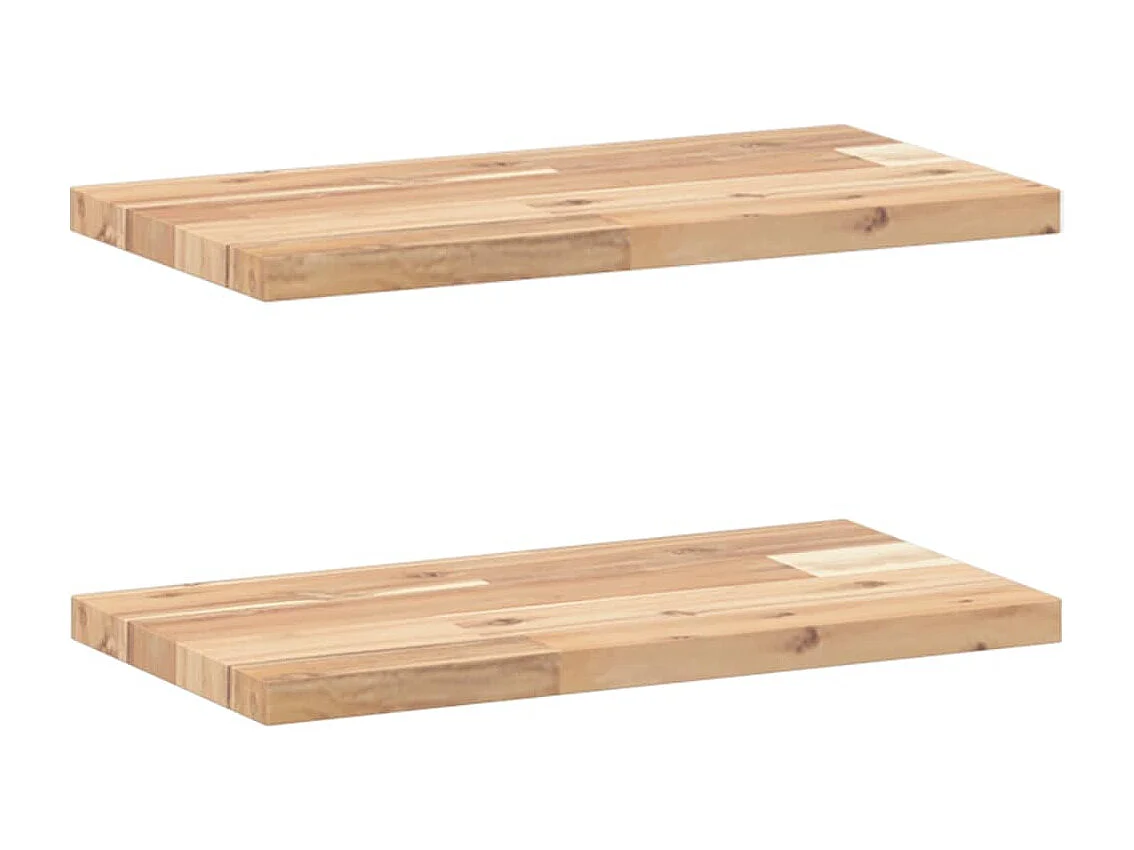Estantes flotantes 2 uds madera acacia sin tratar 60x20x2 cm ES470000