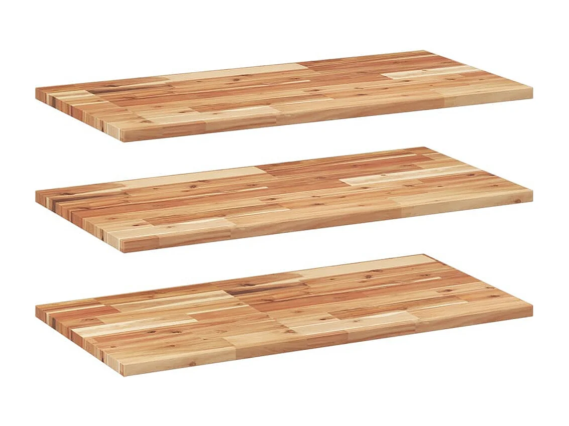 Estante flotante 3 uds madera acacia acabado aceite 100x40x2 cm ES860175