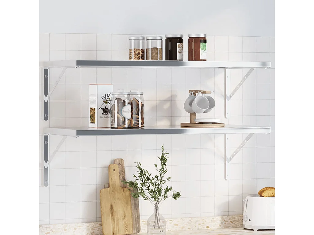 Etagères murales 4 pcs 40x2,5x25 cm argenté acier inoxydable FR124949