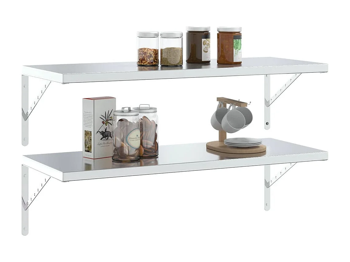 Soportes de estante 4 uds acero inoxidable plata 40x2,5x25 cm ES665635