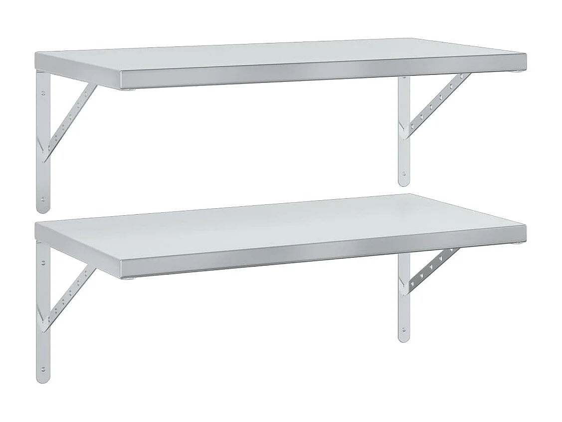 Estantes de pared 2 uds acero inoxidable plateado 75x40 cm ES446789