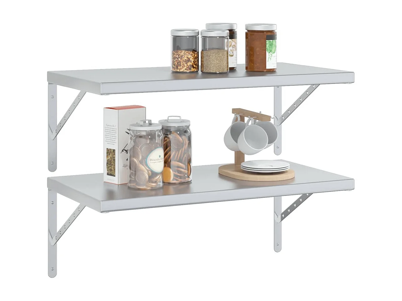 Estantes de pared 2 uds acero inoxidable plateado 75x40 cm ES446789