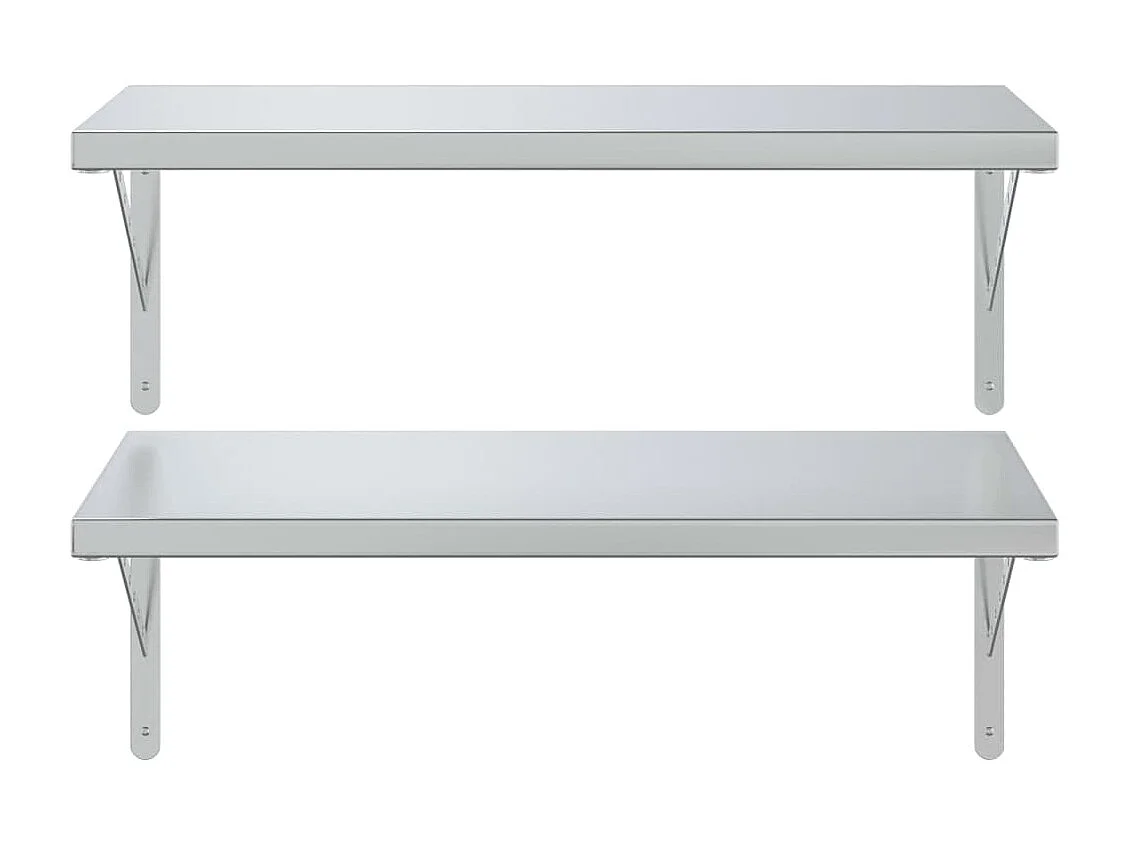 Estantes de pared 2 uds acero inoxidable plateado 75x40 cm ES446789