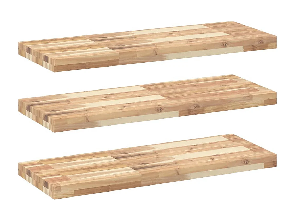 Etagères murales 3 pcs 100x30x4 cm acacia massif non traité FR247166