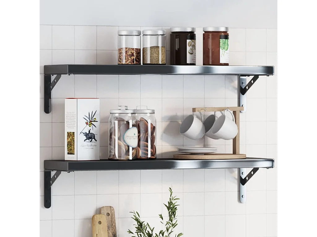 Plankdragers 4 st 20x2,5x14 cm roestvrijstaal zwart BE788890