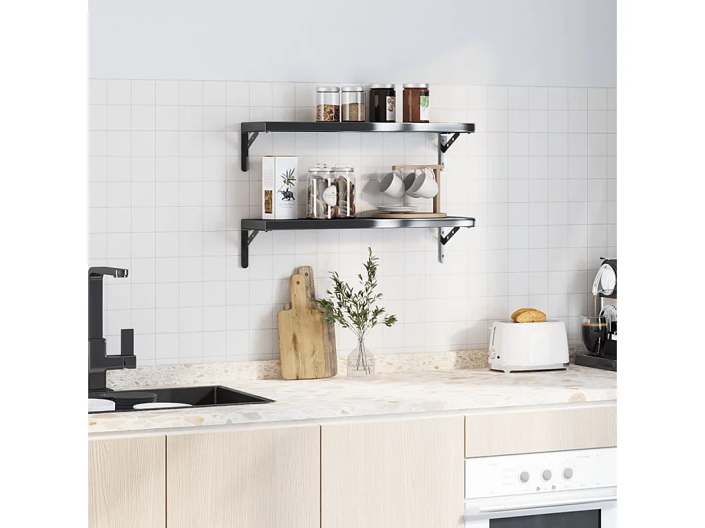 Plankdragers 4 st 20x2,5x14 cm roestvrijstaal zwart BE788890