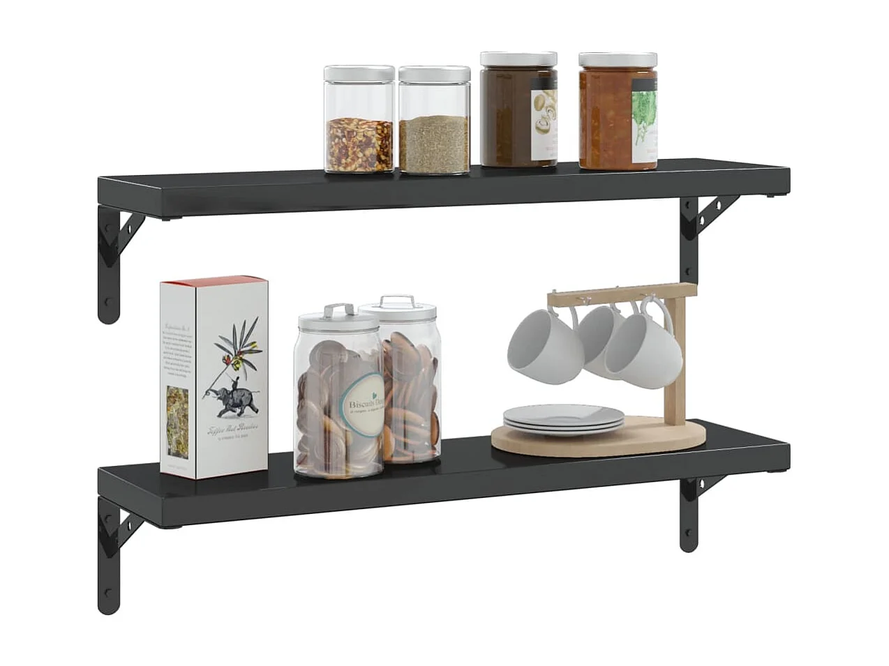 Plankdragers 4 st 20x2,5x14 cm roestvrijstaal zwart BE788890