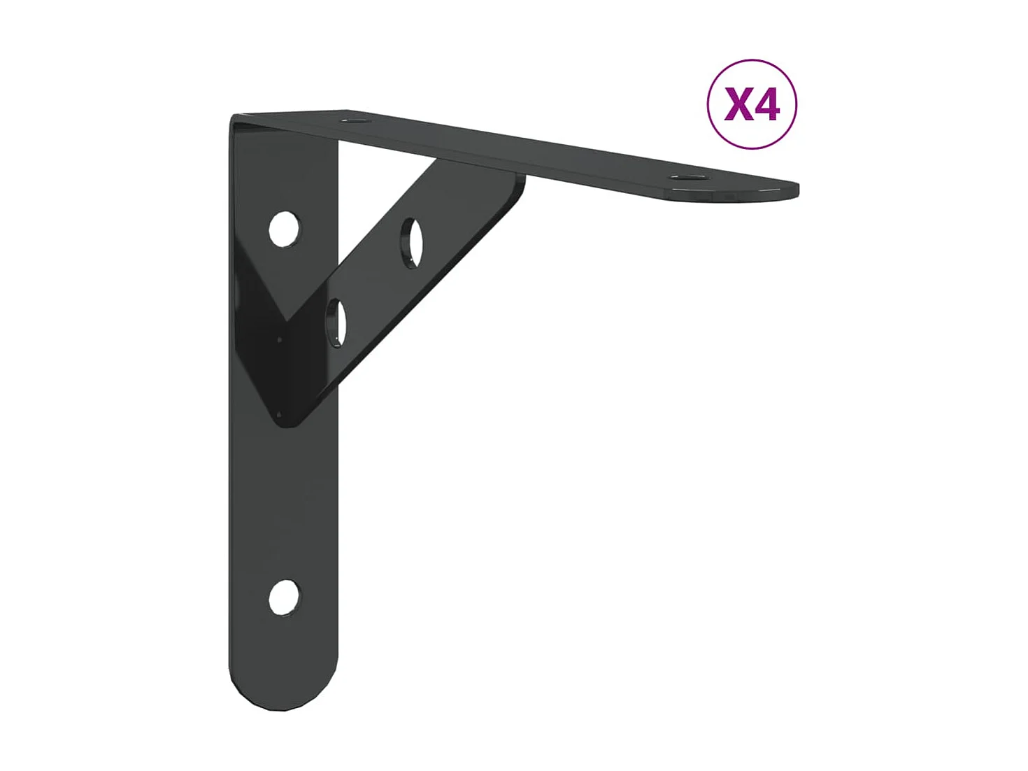 Etagères murales 4 pcs 20x2,5x14 cm noir acier inoxydable FR649238