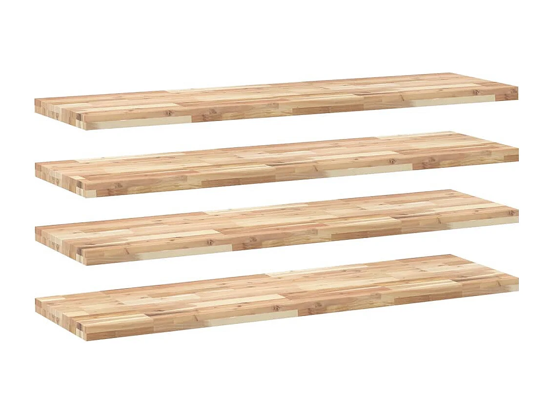 Estantes flotantes 4 uds madera acacia sin tratar 160x40x4 cm ES549927