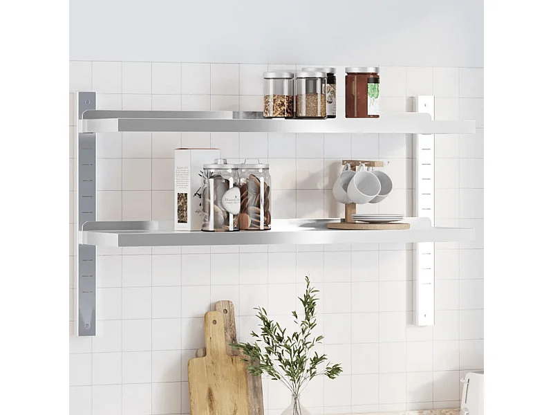 Estante de pared acero inoxidable plateado 100x23,5x60 cm ES332638