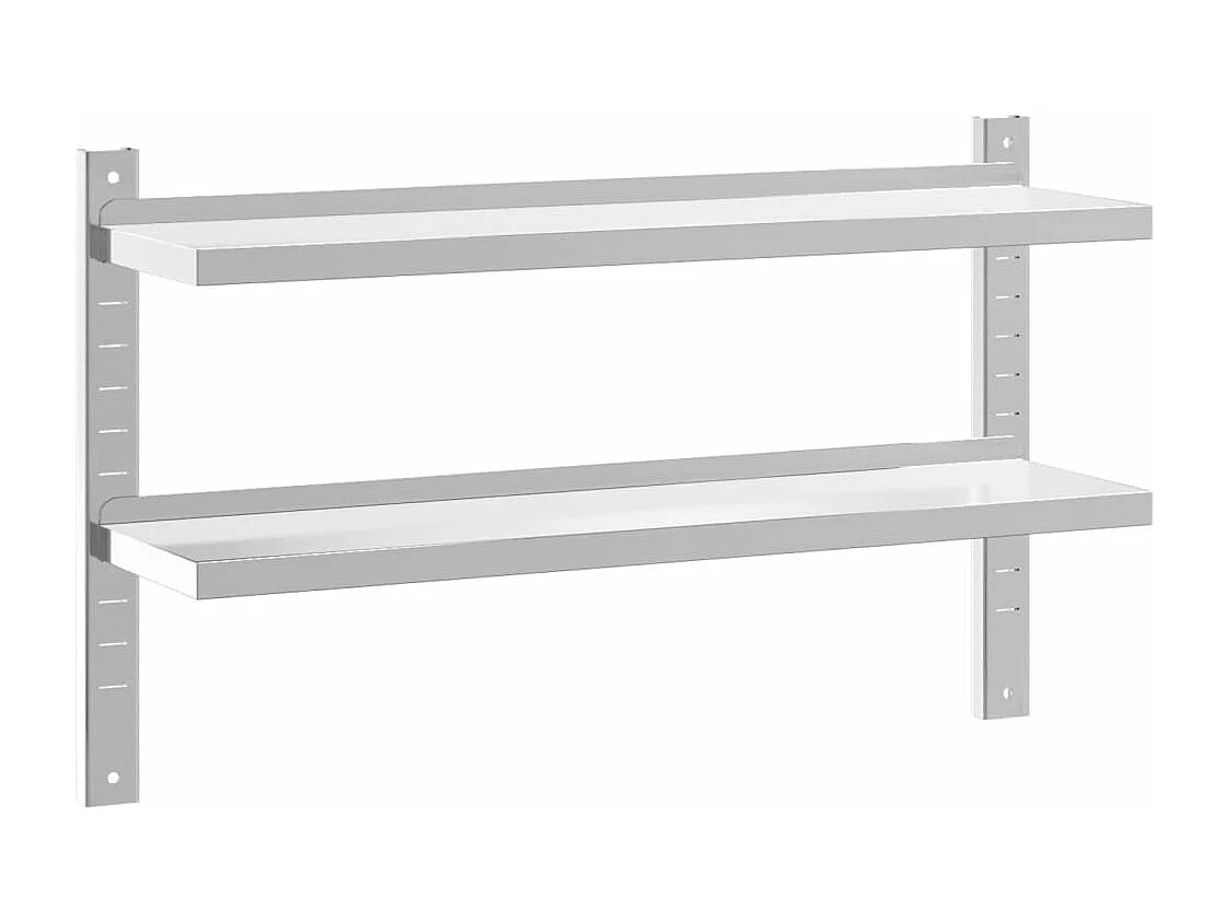 Étagère murale 2 niveaux 100x23,5x60cm argenté acier inoxydable FR858331