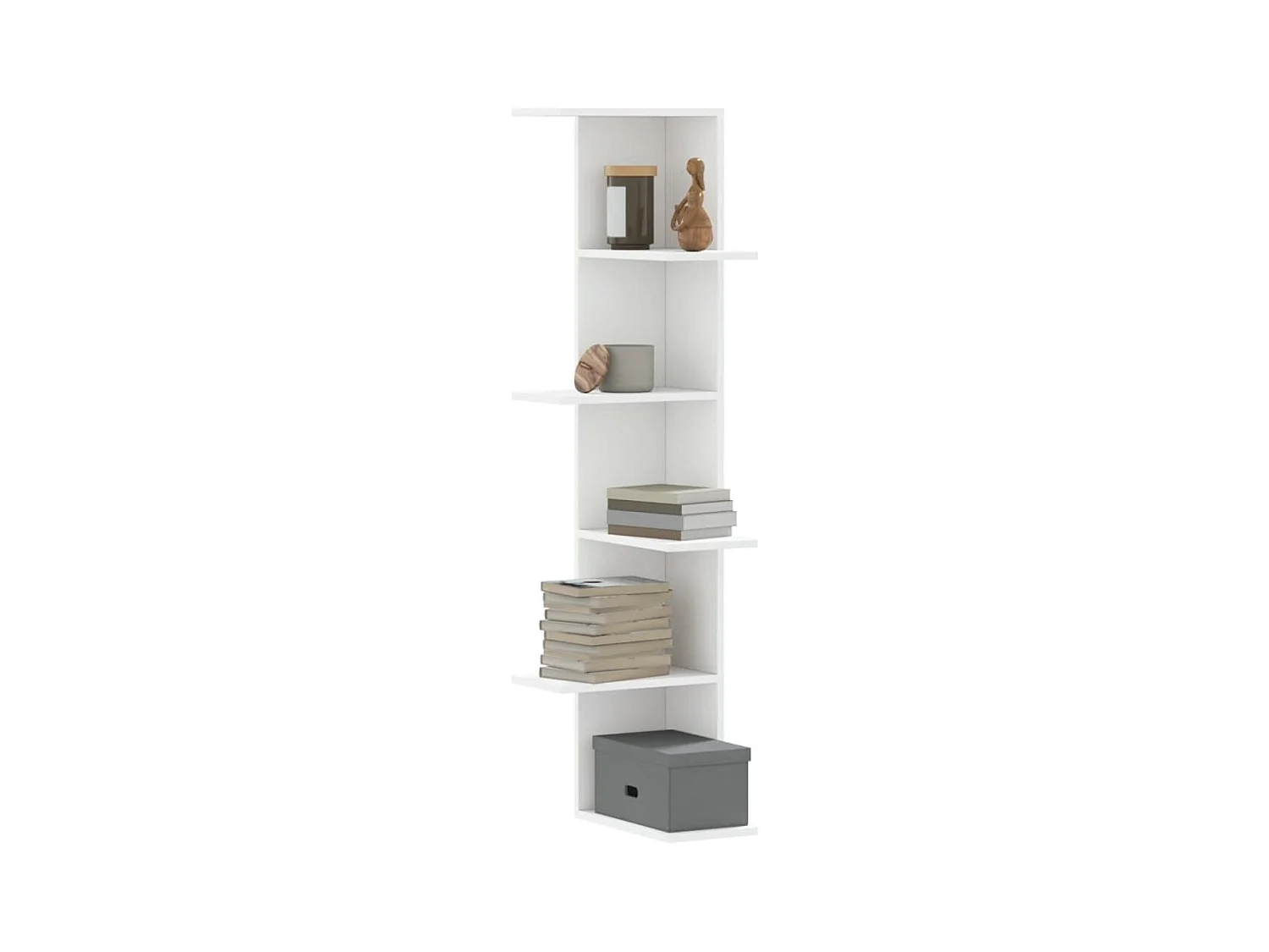 Étagère d'angle murale blanc 36,5x36,5x140 cm bois d'ingénierie FR452619