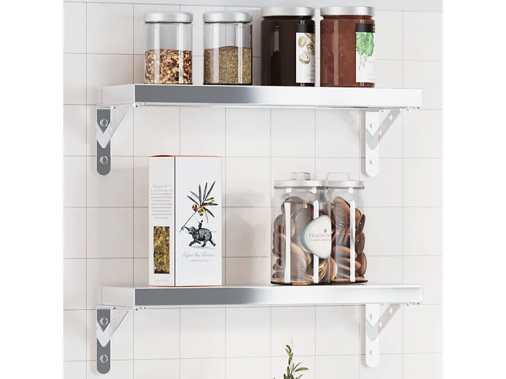 Etagères murales 4pcs 15x2,5x11,5cm argenté acier inoxydable FR397157