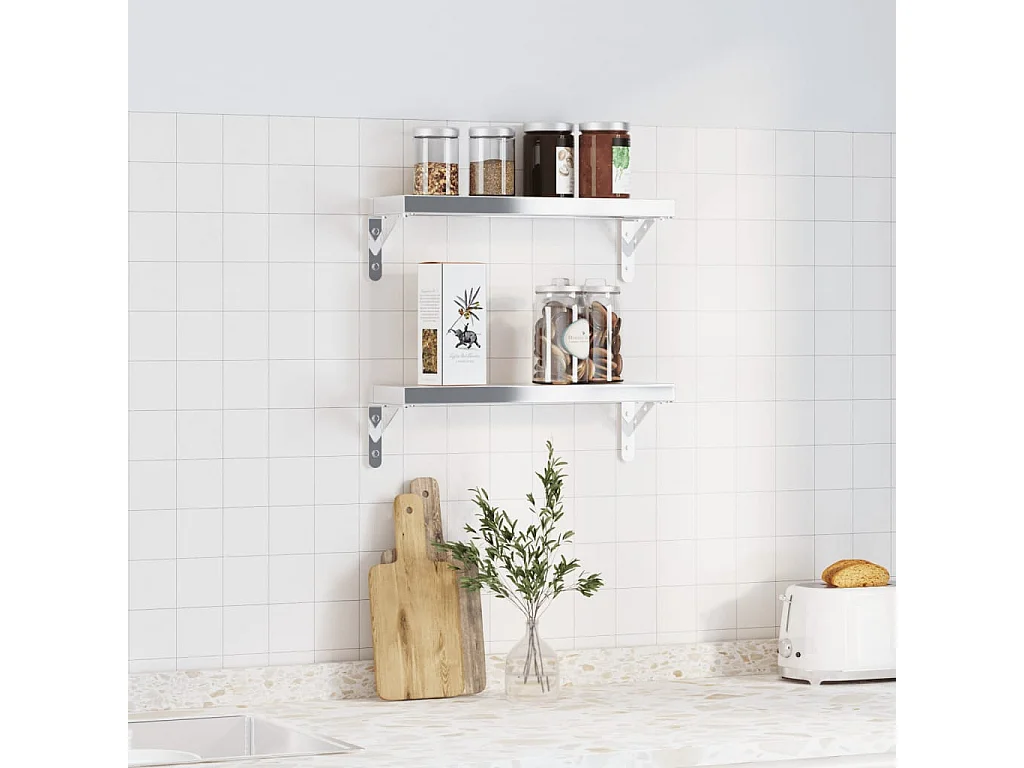 Etagères murales 4pcs 15x2,5x11,5cm argenté acier inoxydable FR397157