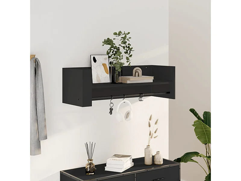 Estante de pared madera de ingeniería negro 100x35x30,5 cm ES563828