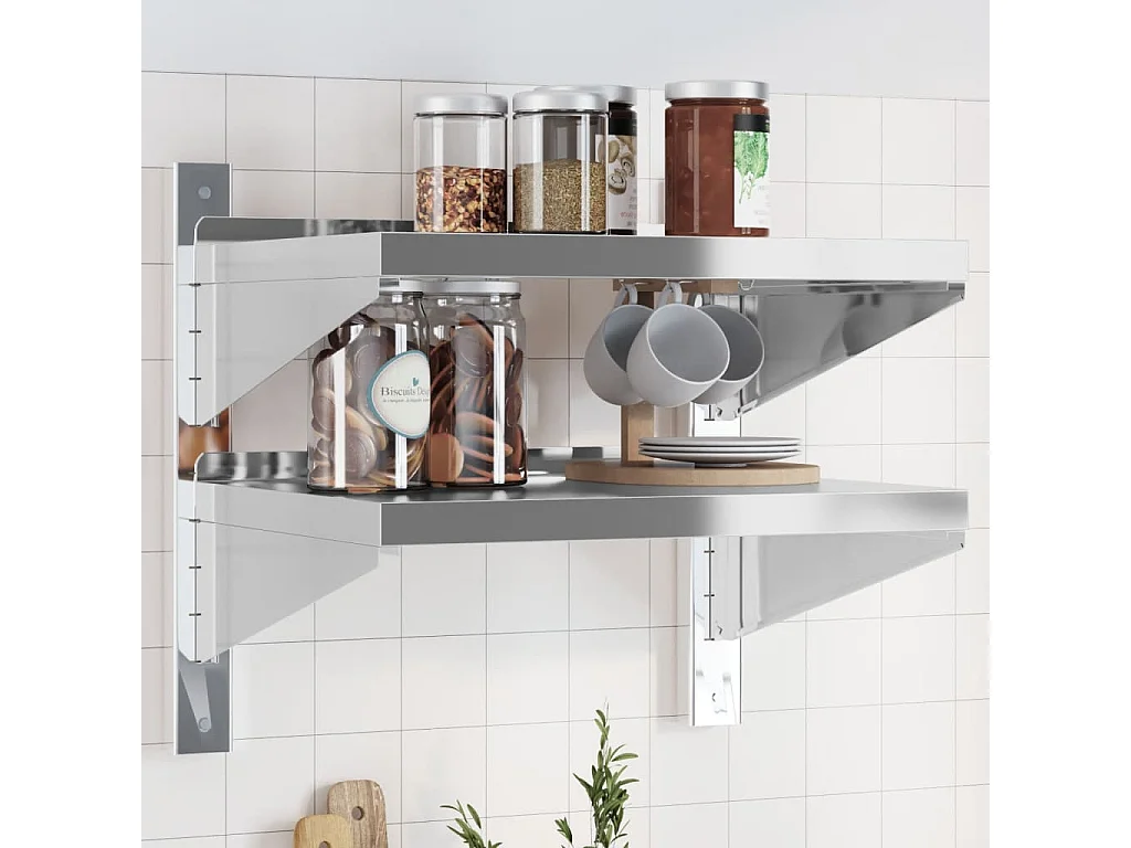 Estante de pared acero inoxidable plateado 50x40x60 cm ES509729