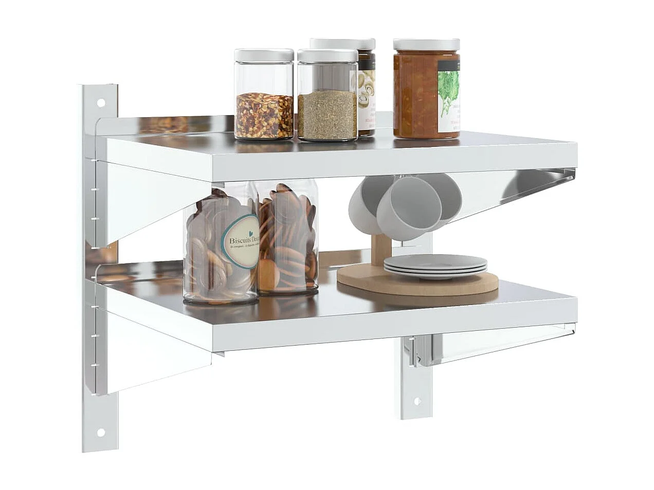 Estante de pared acero inoxidable plateado 50x40x60 cm ES509729