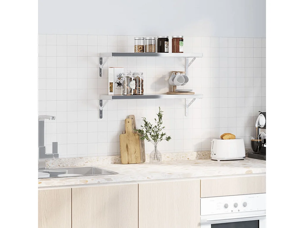 Soportes de estante 4 uds acero inoxidable 23,5x2,5x15,5 cm ES892338