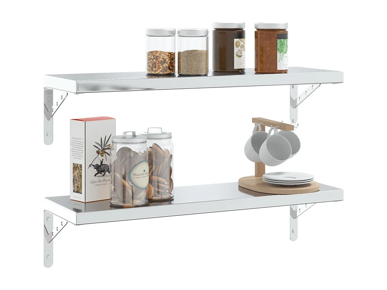 Soportes de estante 4 uds acero inoxidable 23,5x2,5x15,5 cm ES892338