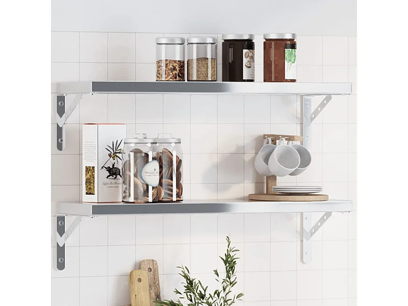 Suportes prateleira 4pcs 23,5x2,5x15,5 cm aço inoxidável prata PT765594