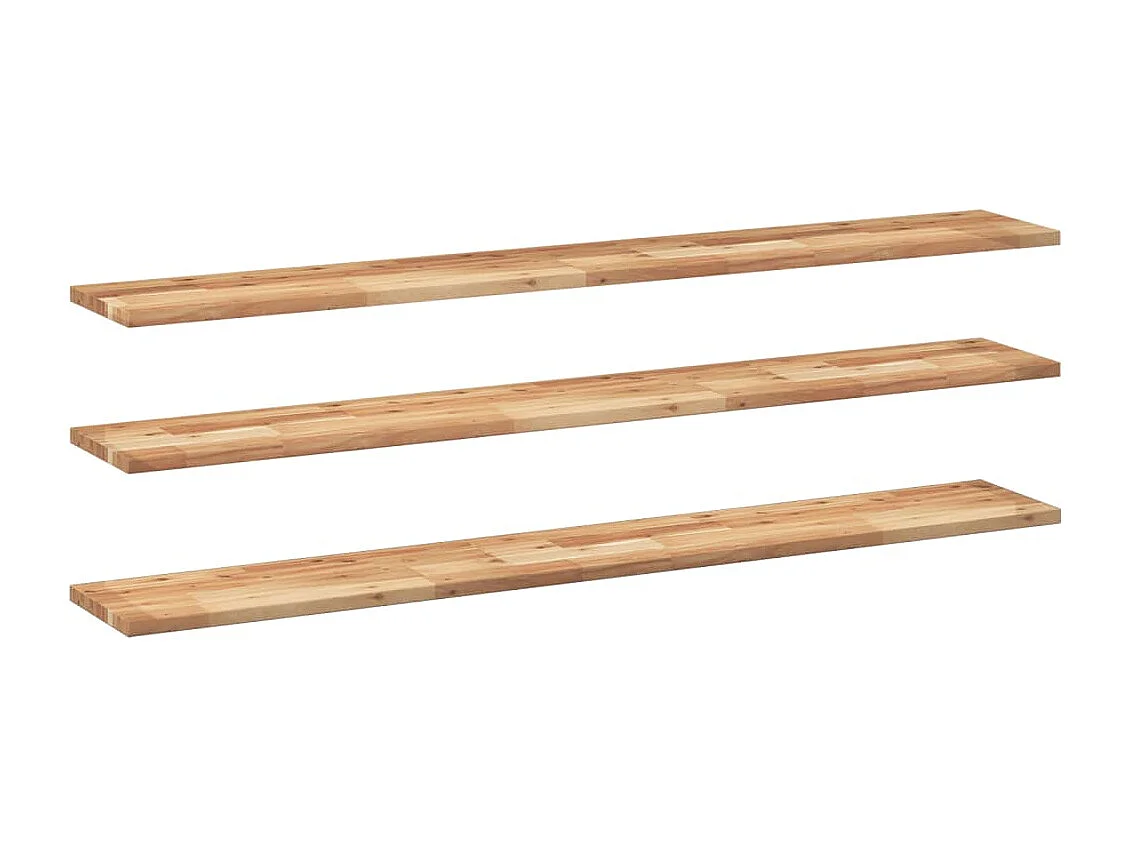 Estante flotante 3 uds madera acacia acabado aceite 120x20x2 cm ES527096