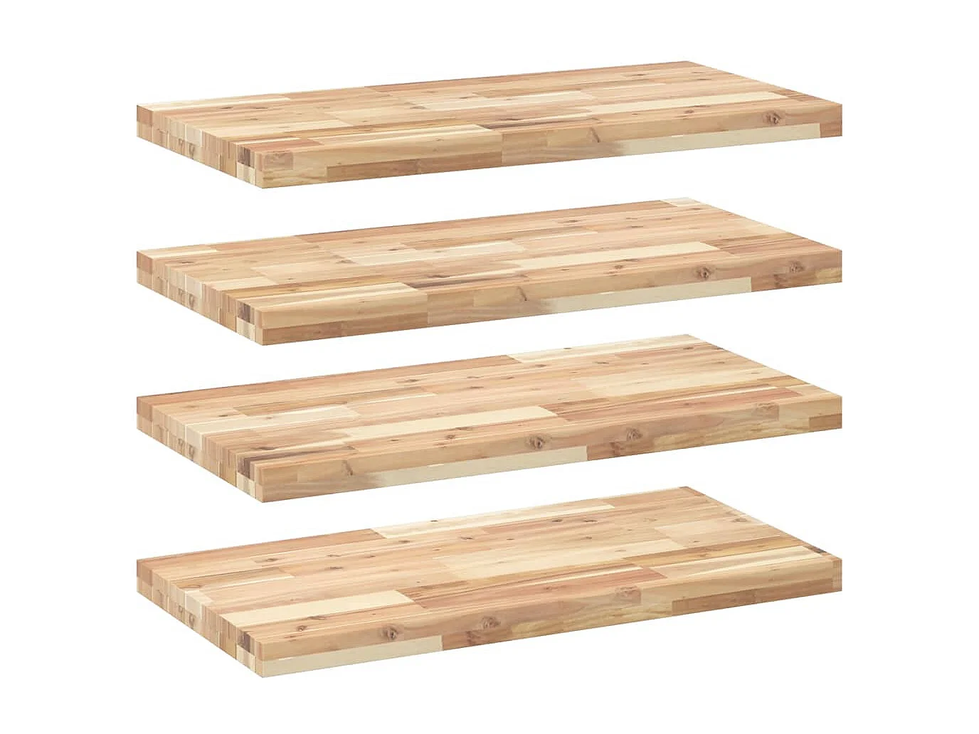 Wandschappen 4 st zwevend 100x40x4 cm onbehandeld acaciahout BE690618