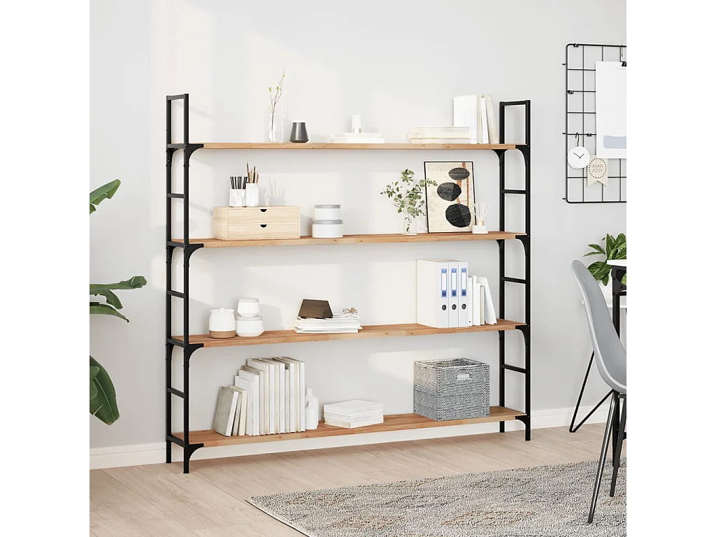 Wandschappen 4 st zwevend olieafwerking 160x20x2 cm acaciahout BE465048