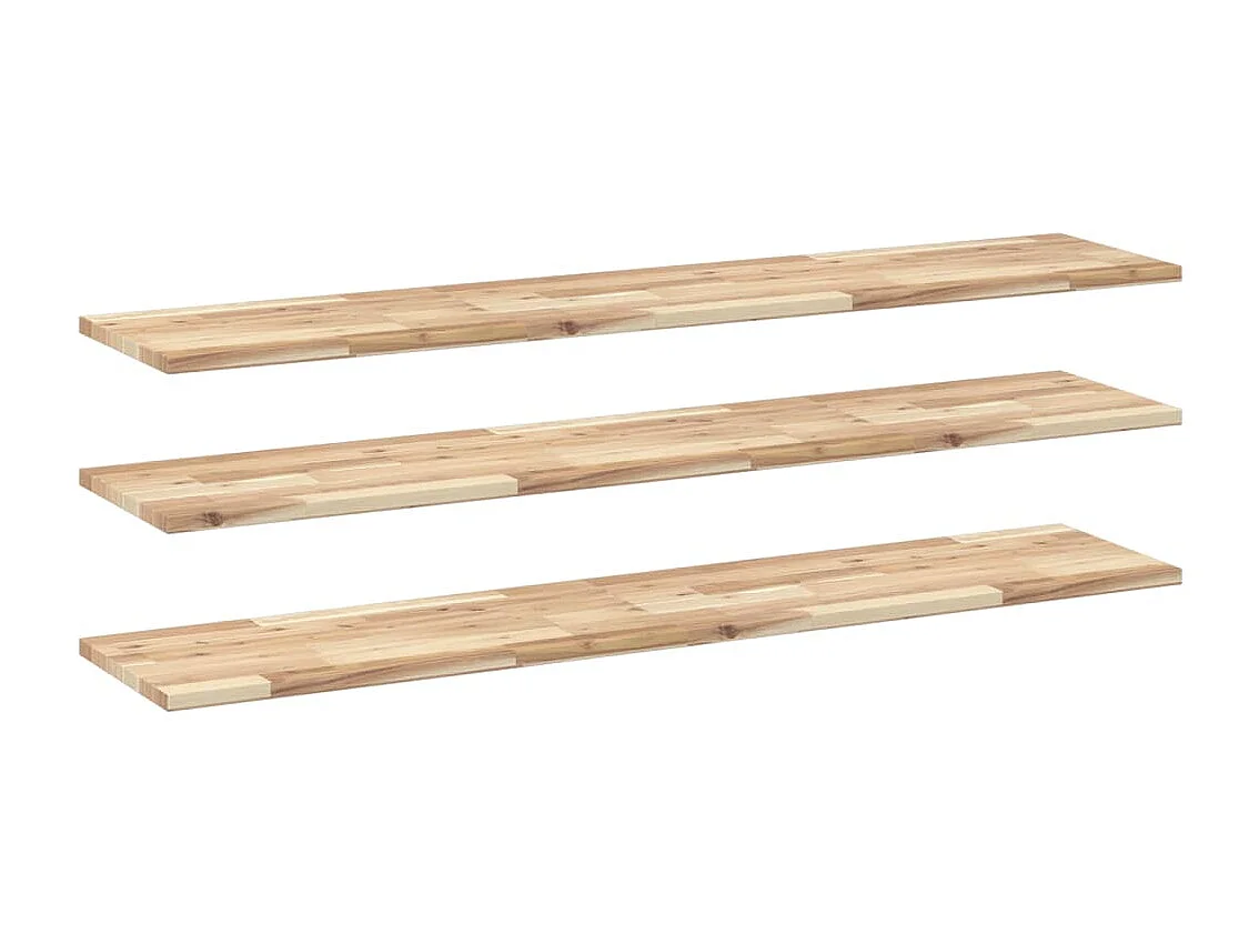 Etagères murales 3 pcs 120x30x2 cm acacia massif non traité FR728506