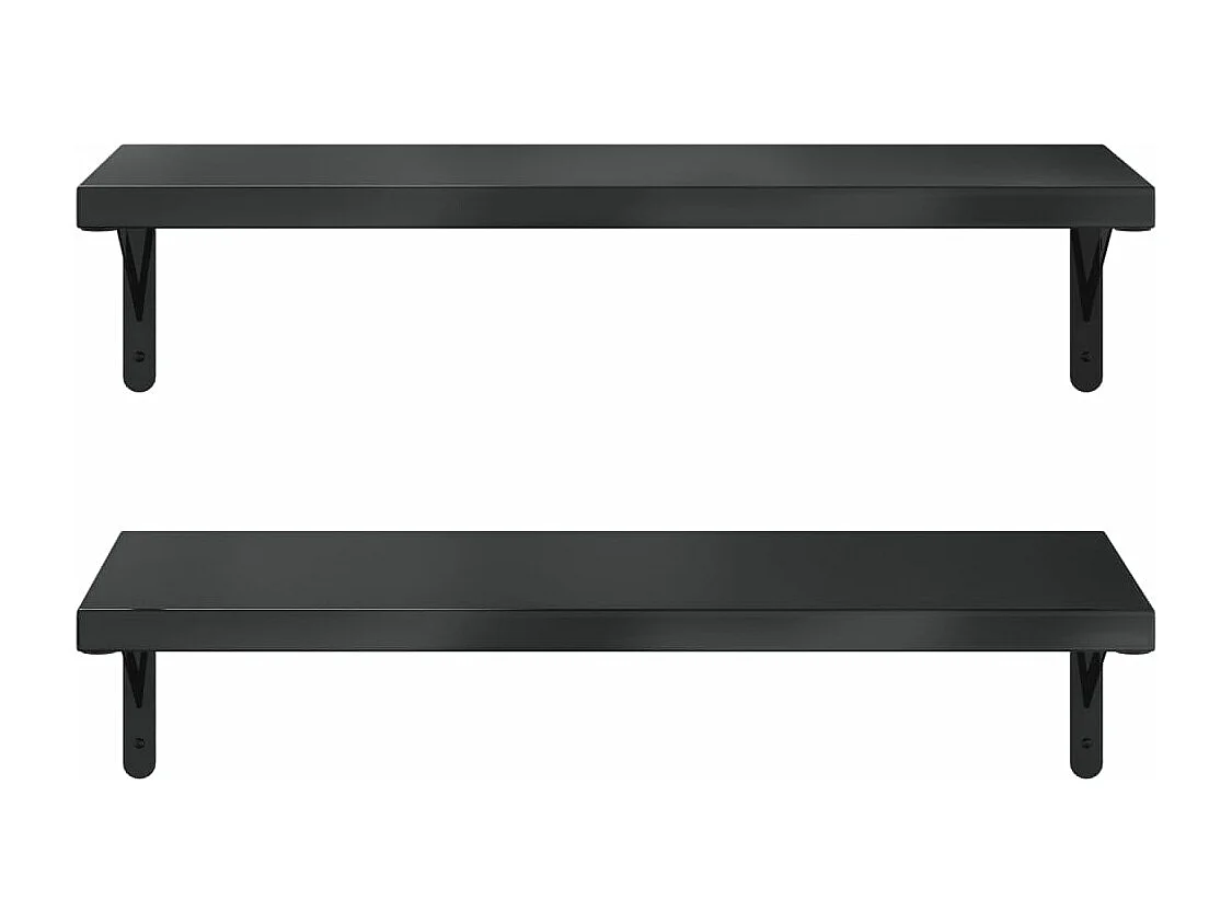 Étagères murales 2 pcs 75x30 cm noir acier inoxydable FR840025