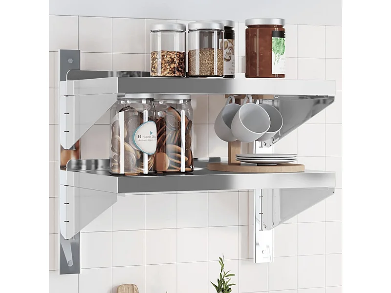 Estante de pared acero inoxidable plateado 50x30x60 cm ES164768