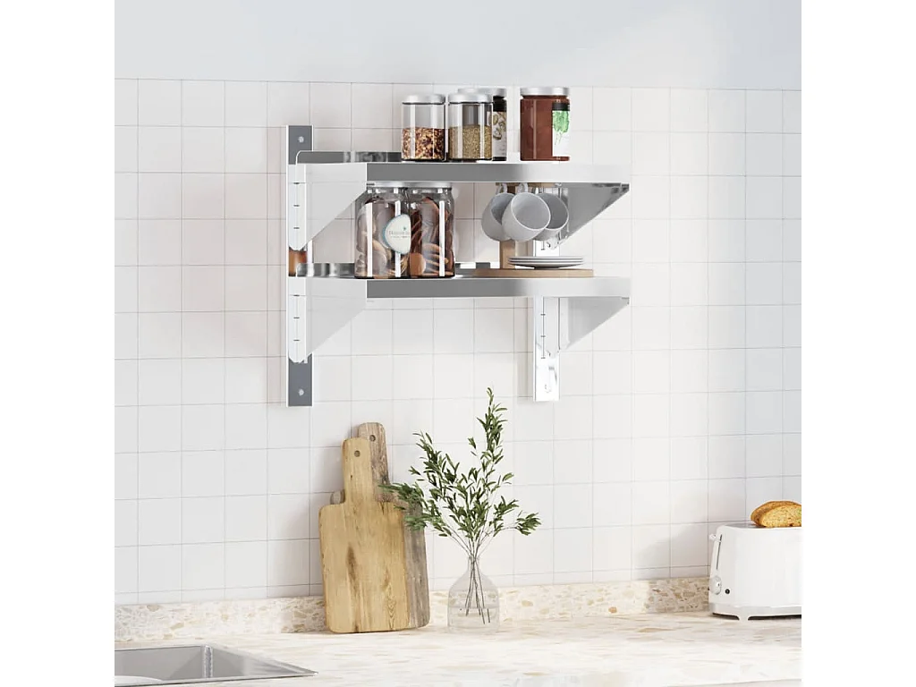 Estante de pared acero inoxidable plateado 50x30x60 cm ES164768