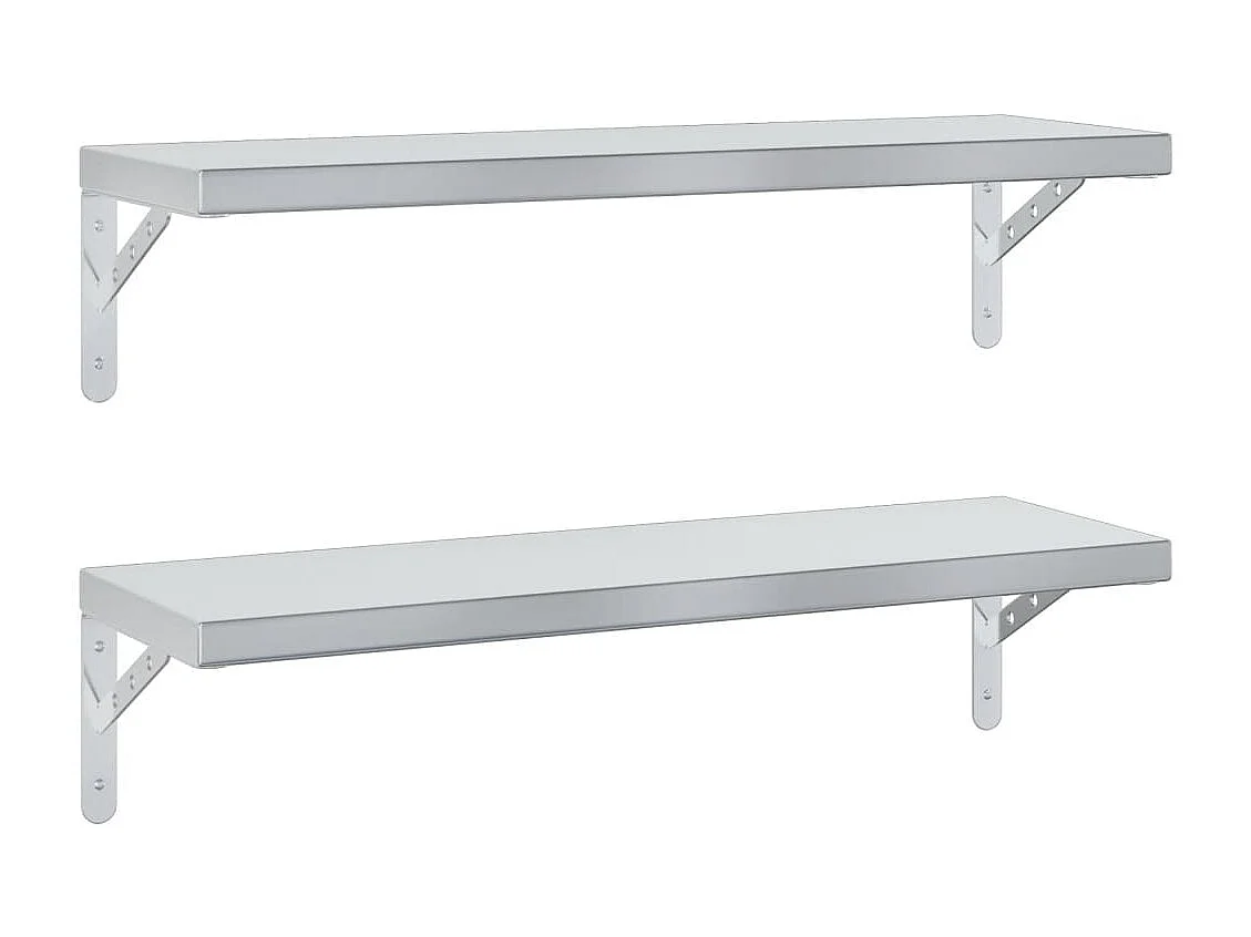 Étagères murales 2 pcs 75x23,5 cm argenté acier inoxydable FR200000