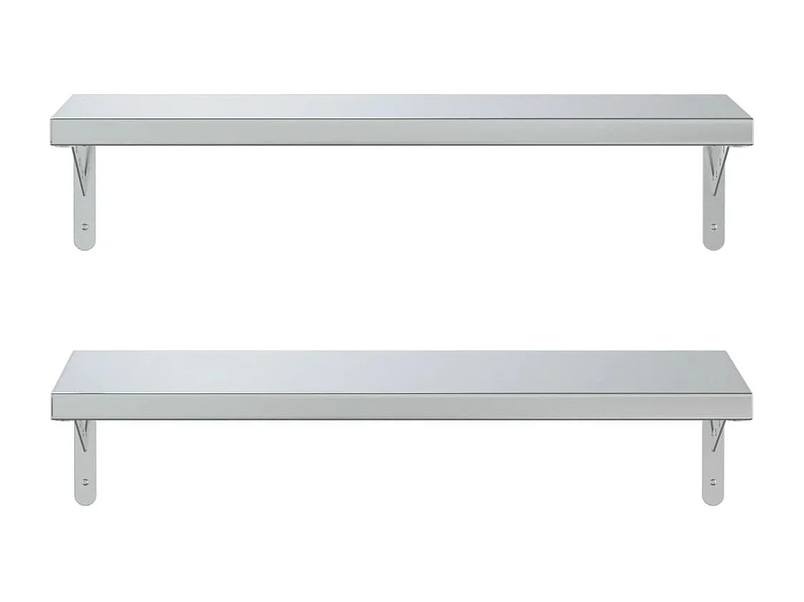 Estantes de pared 2 uds acero inoxidable plateado 75x23,5 cm ES428829